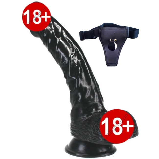 Markes 22 Cm Anal ve Vajinal Kullabilen Siyah Belden Bağlamalı Penis