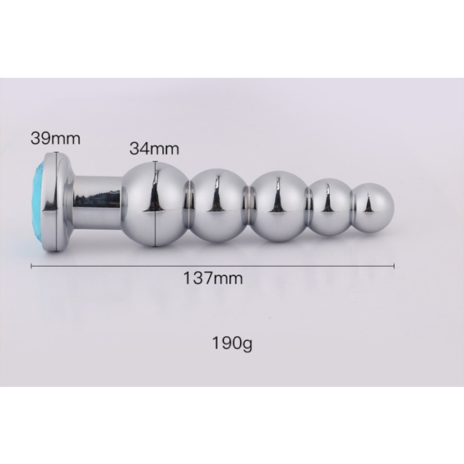 Metal Boğumlu Yapıya Sahip 14 Cm Taşlı Lüks Anal Plug