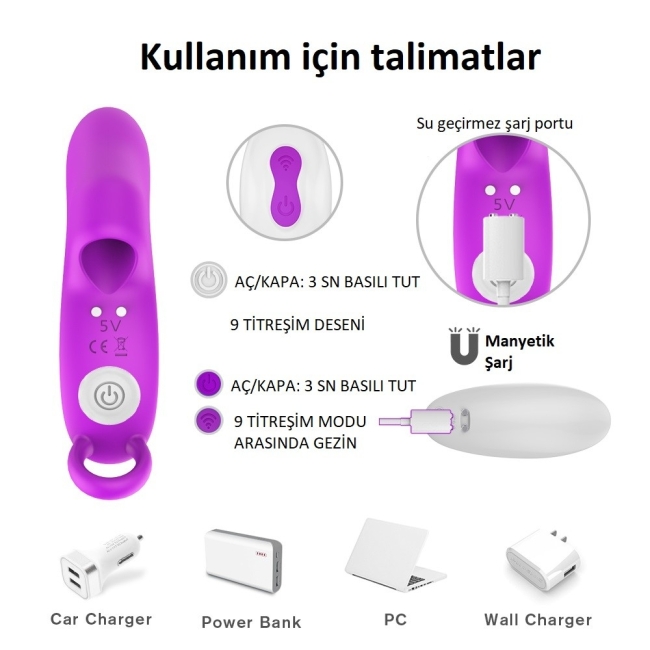 OMG 9 Modlu Titreşimli Parmağa Takılabilen Kumandalı Mini Vibratör