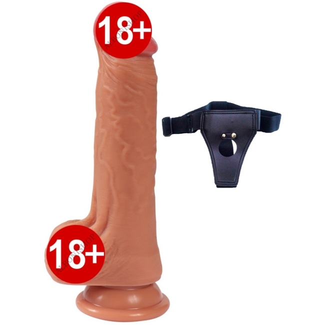 Özel Dokulu Ultra Gerçekci Çift Katmanlı Yumuşak 20 Cm Realistik Kemerli Penis