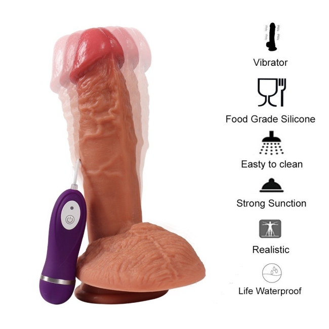 Pson 22 Cm Çift Katmanlı 10 Fonksiyonlu Titreşimli Yumuşak Kemerli Penis