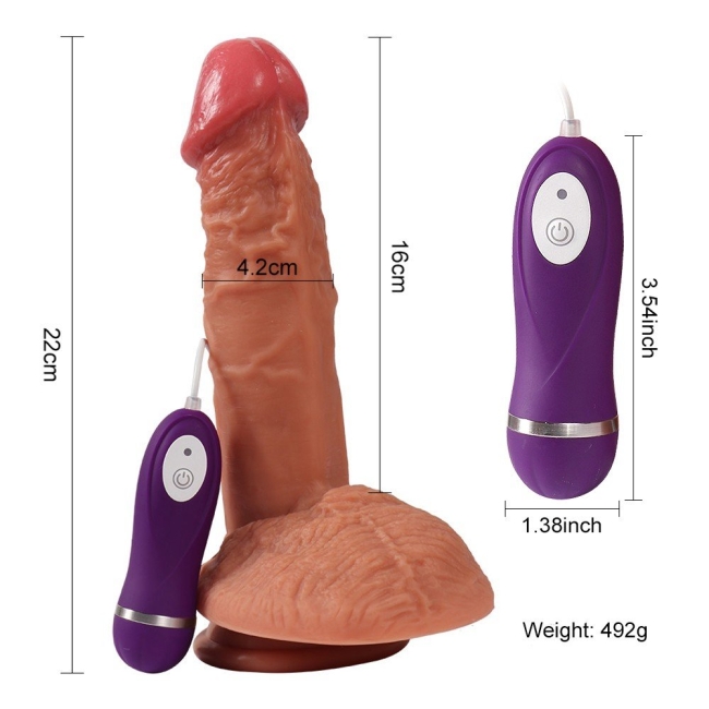 Pson 22 Cm Çift Katmanlı 10 Fonksiyonlu Titreşimli Yumuşak Kemerli Penis