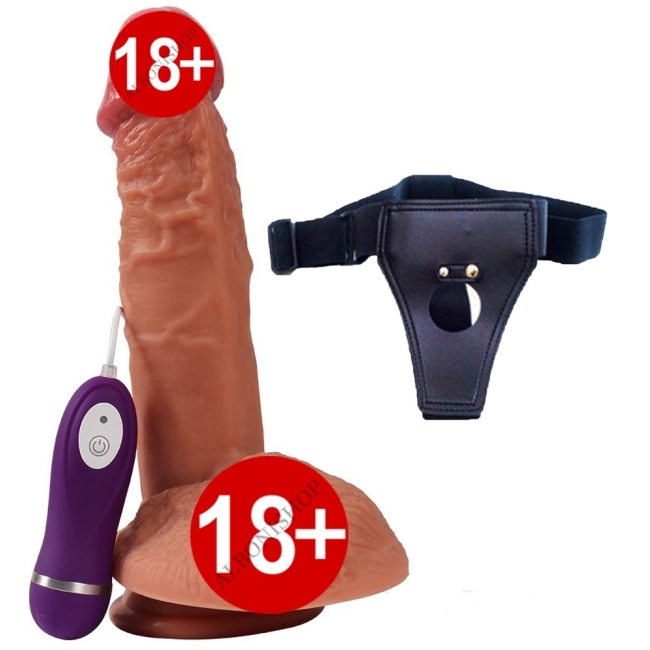 Pson 22 Cm Çift Katmanlı 10 Fonksiyonlu Titreşimli Yumuşak Kemerli Penis