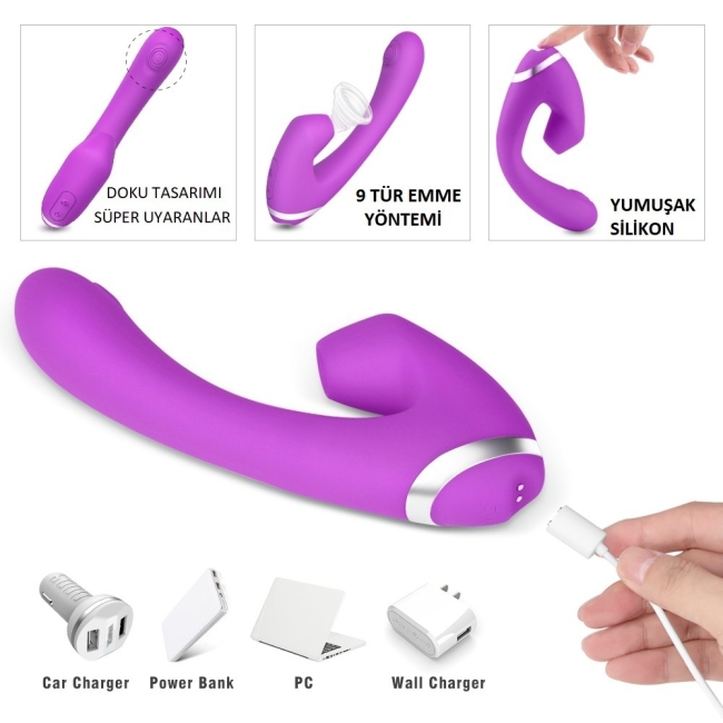 Rabbit 9 Modlu Emiş Yapabilen G-Bölgesi ve Klitoris Uyarıcı Titreşimli Vibratör