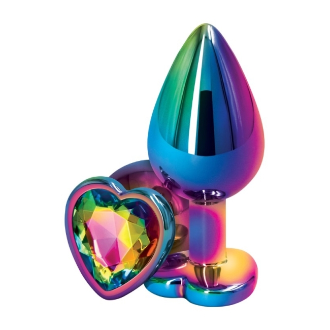 Rainbow Büyük Boy Cok Renkli Taşlı Jewellery Metal Anal Plug