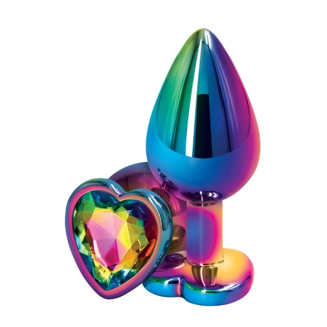 Rainbow Orta Boy Cok Renkli Taşlı Jewellery Metal Anal Plug