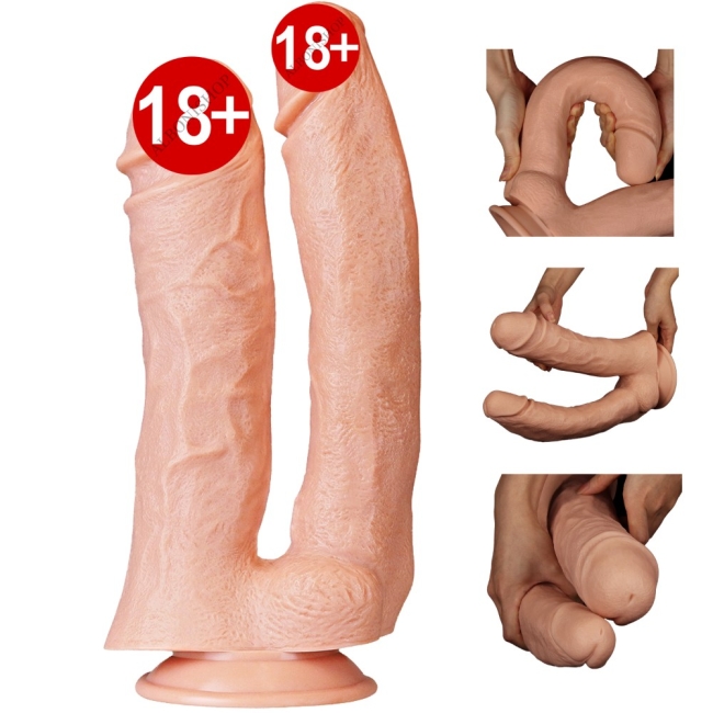 Realistic Mega Double Ultra Kalın Dildo 30 Cm Çift Başlı Dİldo