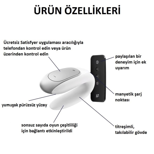 Satisfyer Double Fun White Kumandalı ve Telefon Kontrollü Çiftlere Özel Vibratör