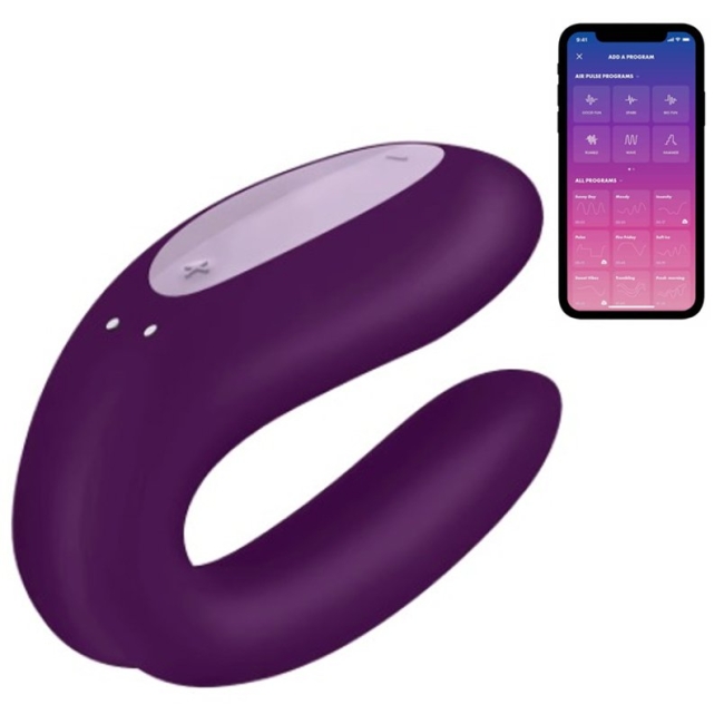 Satisfyer Double Joy Violet Telefon Kontrol Çiftlere Özel Vibratör	