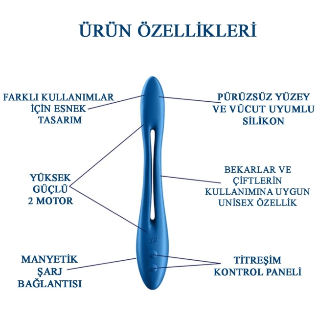 Satisfyer Elastic Game Dark Blue Güçlü Titreşimli Ultra Esnek Vibratör