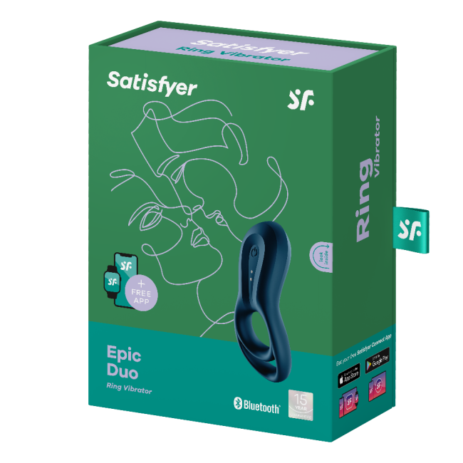 Satisfyer Epic Duo Connect App Kontrollü Güçlü Titreşimli Ayarlanabilir Penis Halkası