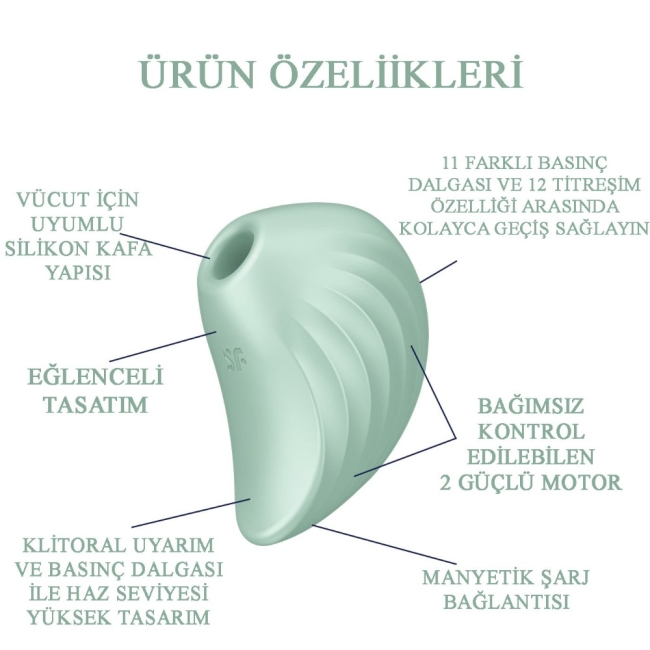 Satisfyer Pearl Diver Mint Emişli&Titreşimli 2 Motorlu Vibratör 