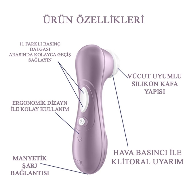 Satisfyer Pro 2 Violet 11 Farklı Emiş Programlı Klitoris Uyarıcı Vibratör 