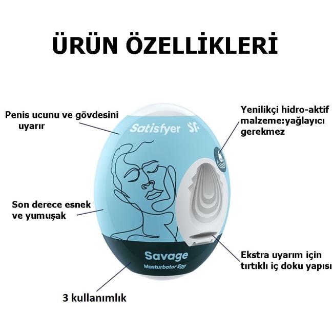 Satisfyer Savage 3 Kullanımlık İçi Tırtıklı Yapay Mastürbatör	