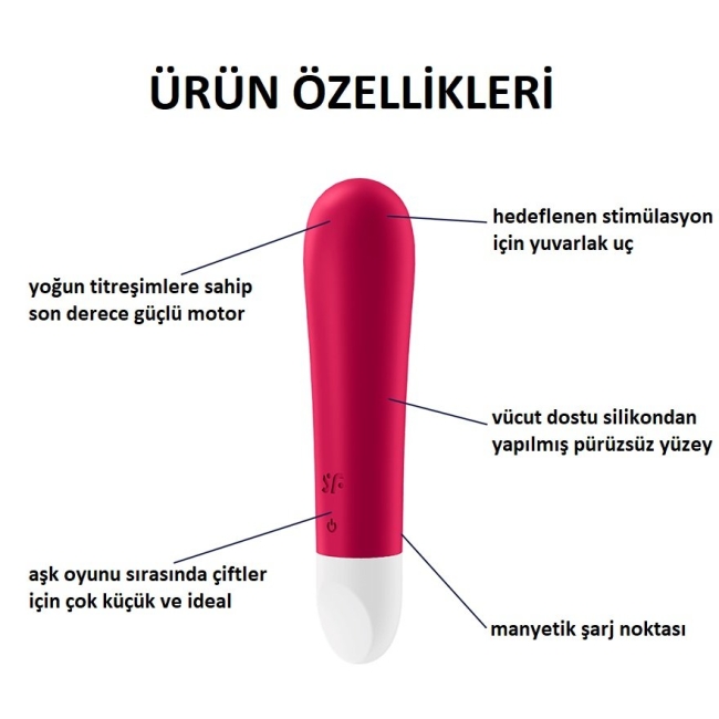 Satisfyer Ultra Power Bullet 1 - 12 Modlu Titreşimli Şarjlı Kırmızı Mini Vibratör