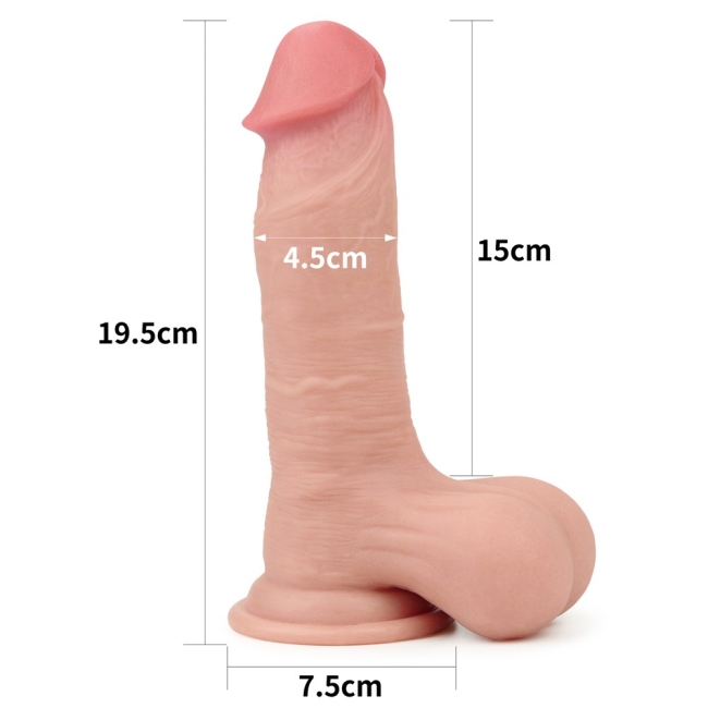 Sliding Hareketli Dış Yüzey Özel 20 Cm Bütün Testisli Ultra Gerçekci Realistik Penis