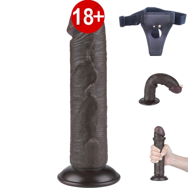 Sliding Hareketli Dış Yüzey Özel Seri Ultra Yumuşak 20 Cm Realistik Belden Bağlamalı Penis