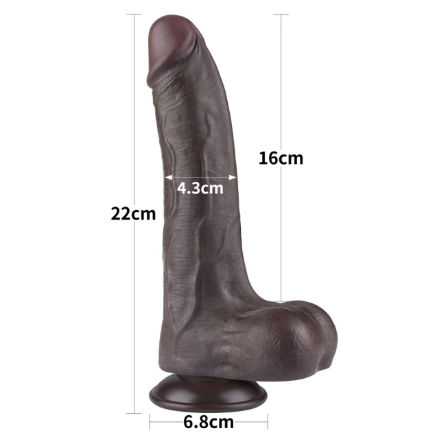 Sliding Hareketli Dış Yüzey Özel Seri Ultra Yumuşak 22 Cm Realistik Kemerli Penis	