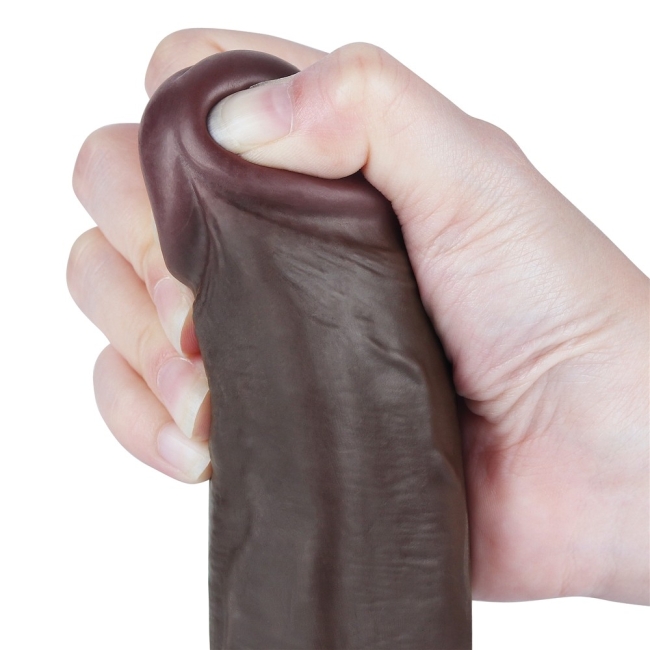 Sliding Hareketli Dış Yüzey Özel Seri Ultra Yumuşak 22 Cm Realistik Kemerli Penis	