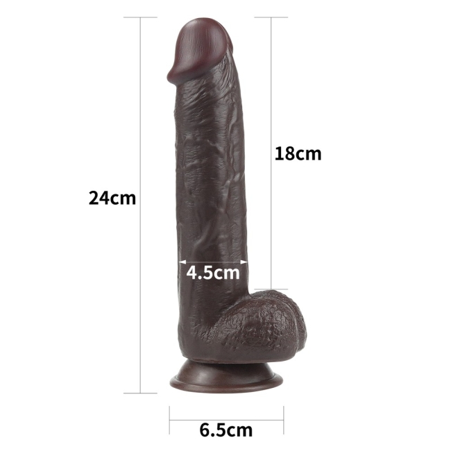 Sliding Hareketli Dış Yüzey Özel Seri Ultra Yumuşak 24 Cm Realistik Penis