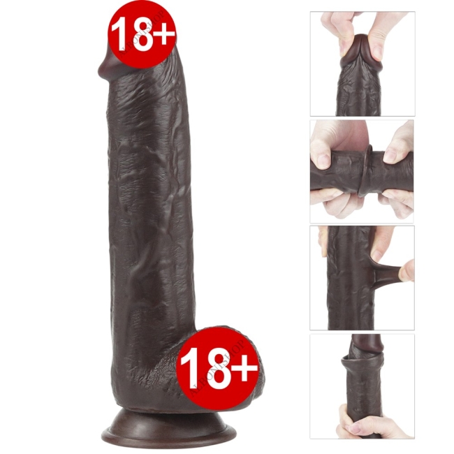 Sliding Hareketli Dış Yüzey Özel Seri Ultra Yumuşak 24 Cm Realistik Penis