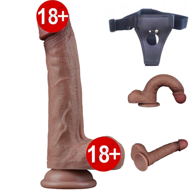 Ultra Özel Nature Cock Yumuşak Dokulu Çift Katmanlı 22 Cm Realistik Kemerli Penis