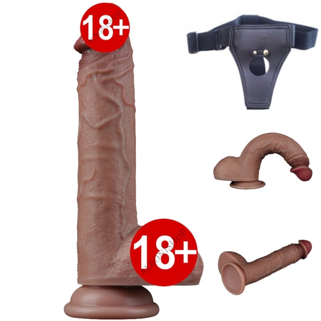 Ultra Özel Nature Cock Yumuşak Dokulu Çift Katmanlı 23 Cm Realistik Belden Bağlamalı Penis