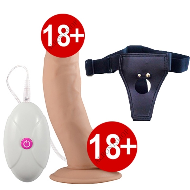 Ultra Yumuşak Özel Dokulu 21 Cm Titreşimli Realistik Belden Bağlamalı Penis-1093