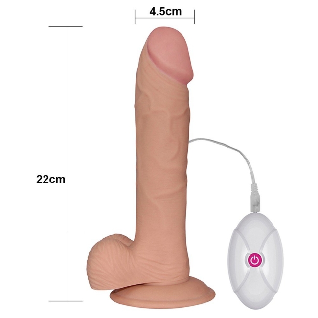 Ultra Yumuşak Özel Dokulu 23 Cm Titreşimli Strap On Penis