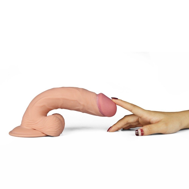 Ultra Yumuşak Özel Dokulu 23 Cm Titreşimli Strap On Penis