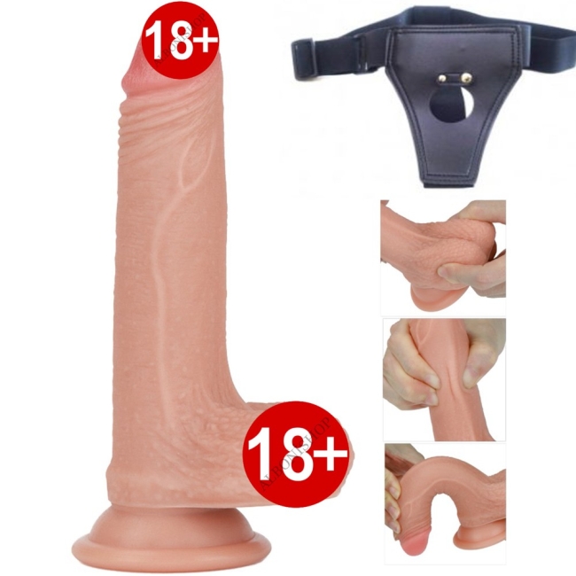 Ultra Yumuşak Silikon Serisi Özel Çift Katmanlı 18 Cm Takma Penis