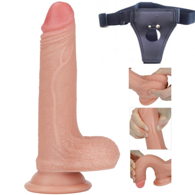 Ultra Yumuşak Silikon Serisi Özel Çift Katmanlı 18 Cm Takma Penis