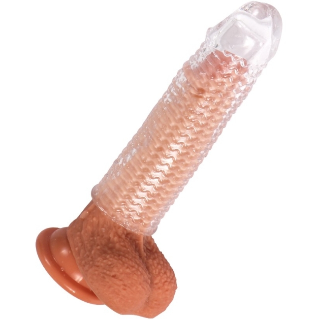 Xise Phil 16.5 Cm Şeffaf Görünümlü Tırtıklı Penis Kılıfı