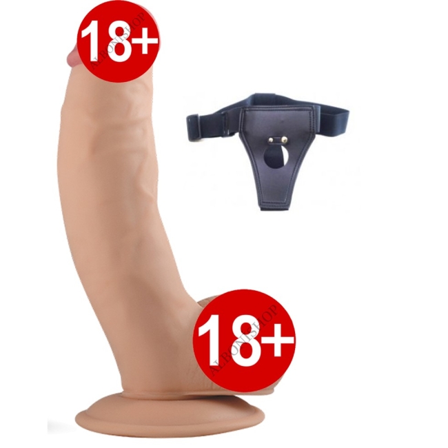 Yeni Nesil Ultra Yumuşak Özel Dokulu 18 Cm Realistik Kemerli Penis-1081