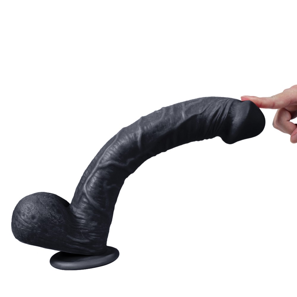 Supre 33 Cm Büyük Boy Kalın Damarlı Realistik Siyah Penis - Alboni Shop