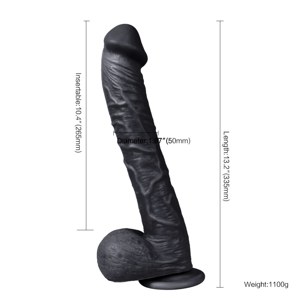 Supre 33 Cm Büyük Boy Kalın Damarlı Realistik Siyah Penis - Alboni Shop