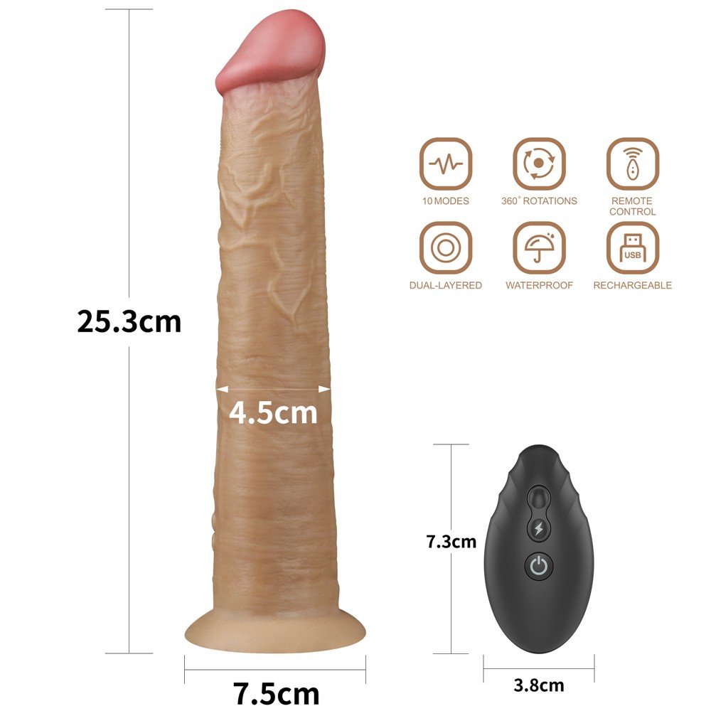 Dual Layer Platinyum 25 Cm Silikon Kumandalı Şarjlı Dönebilen Hareketli Titreşimli Penis