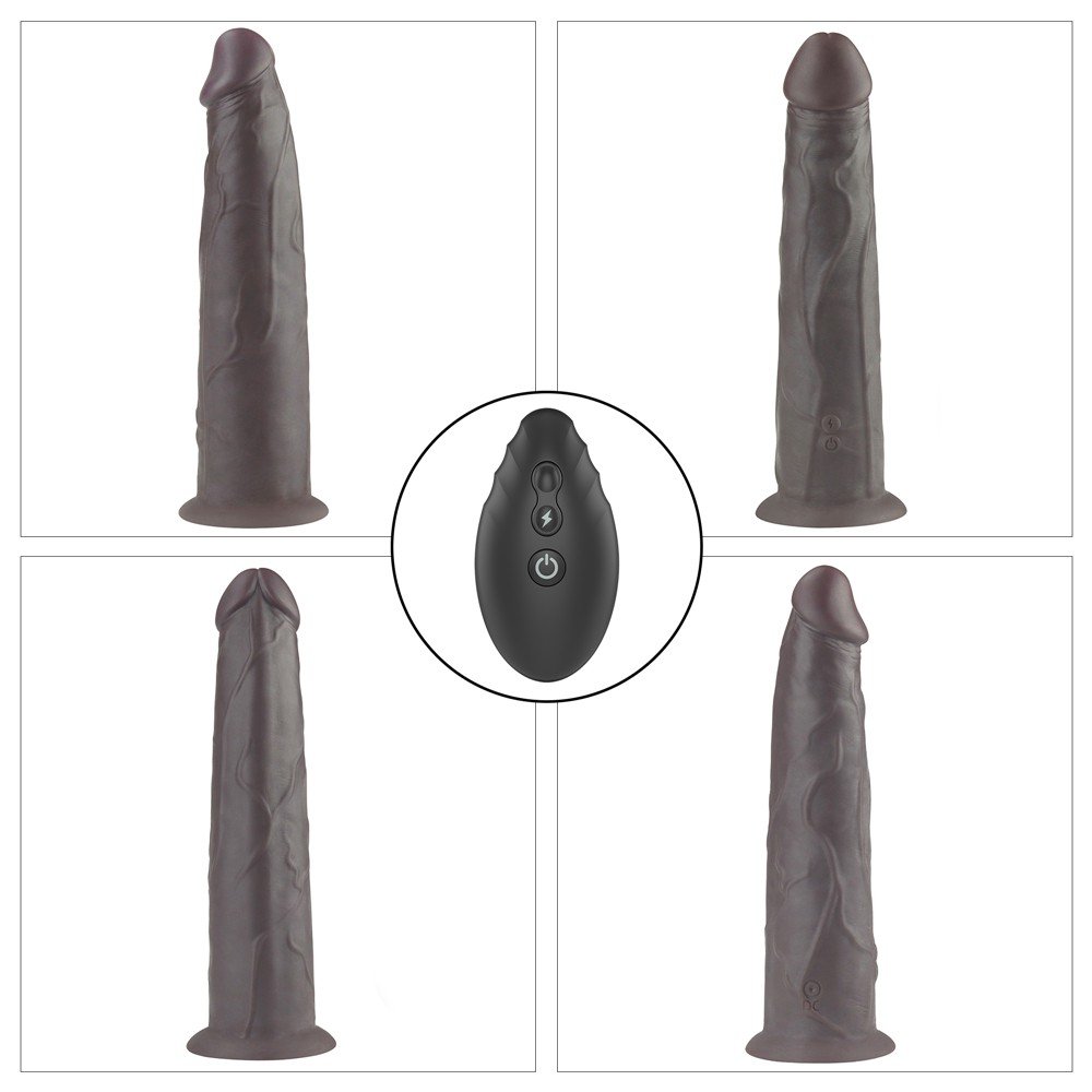 Dual Layer Platinyum Siyah 23 Cm Silikon Kumandalı Şarjlı Dönebilen Titreşimli Penis