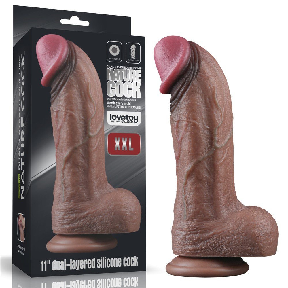 Dual Layer Platinyum Silikon 28 Cm XXL Ultra Gerçekci Kalın Realistik Penis