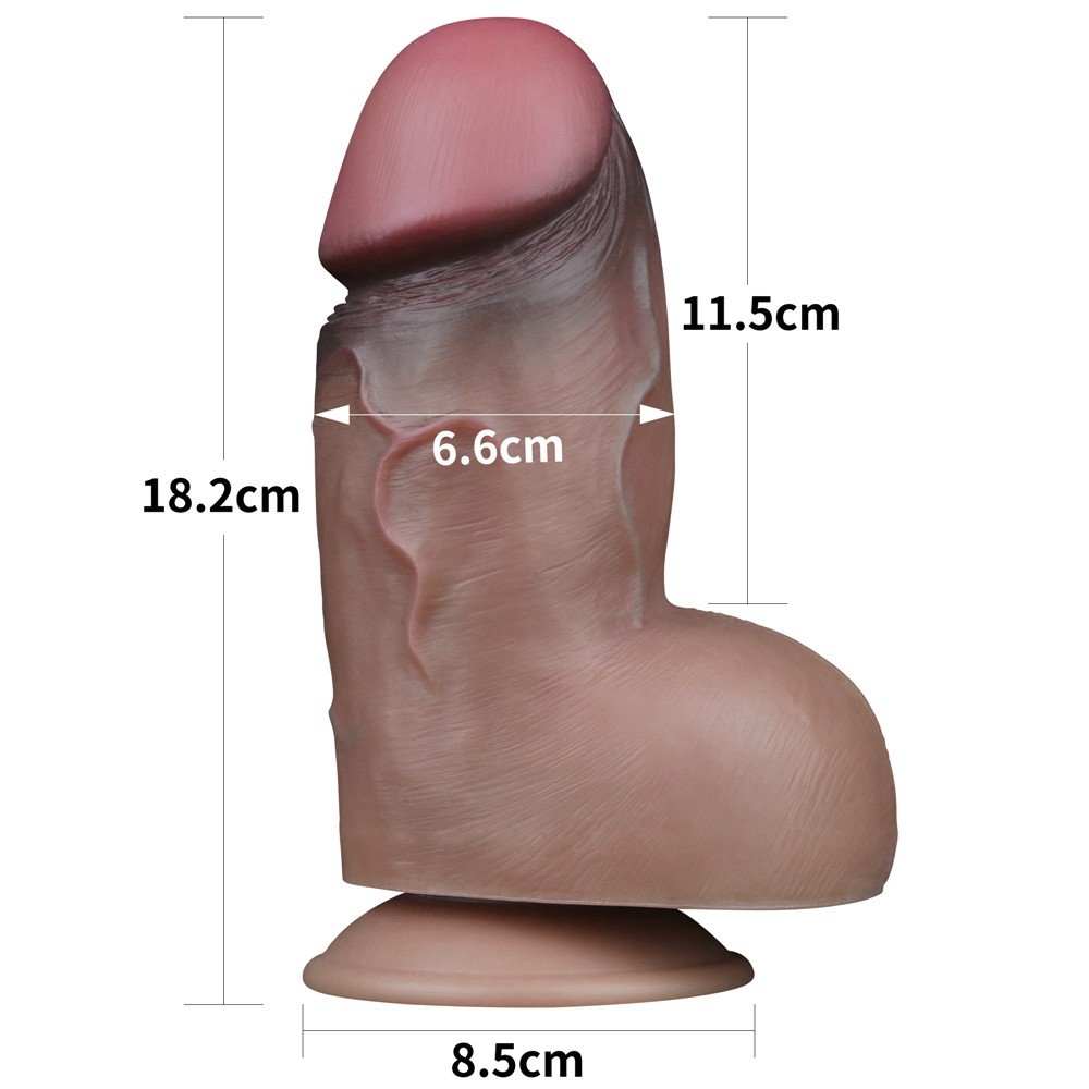 Dual Layer Platinyum Silikon 18 Cm Ultra Gerçekci Realistik Kemerli Penis