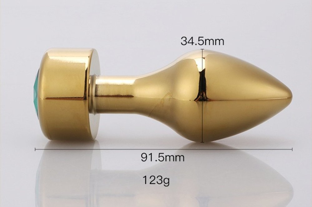 Gold Metal Mor Taşlı Orta Boy Anal Plug