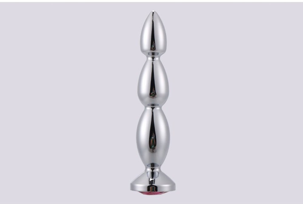 Metal Boğumlu Yapıya Sahip 14 Cm Taşlı Lüks Anal Plug