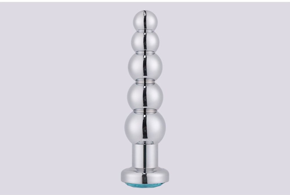 Metal Boğumlu Yapıya Sahip 14 Cm Taşlı Lüks Anal Plug