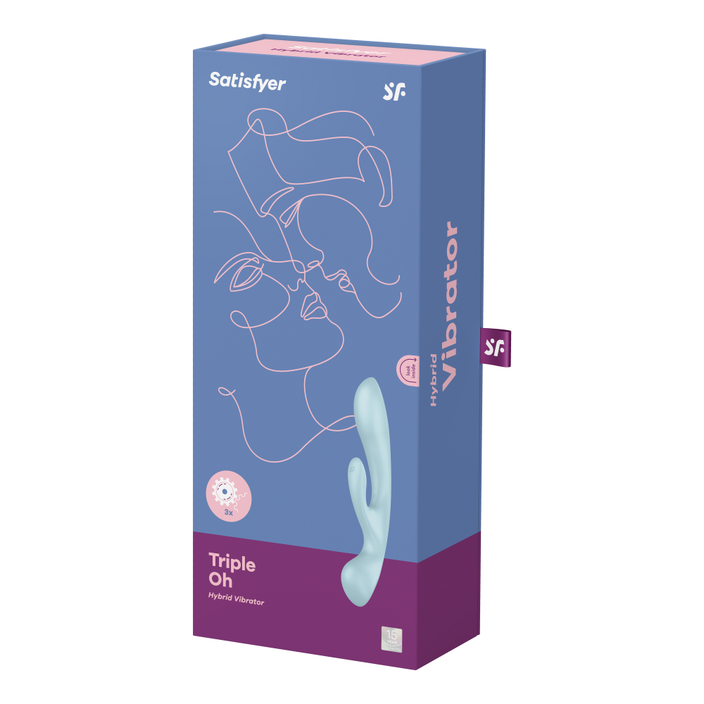 Satisfyer Triple Oh Light Blue 3 Güçlü Motorlu Titreşimli G-Spot Rabbit Vibratör 