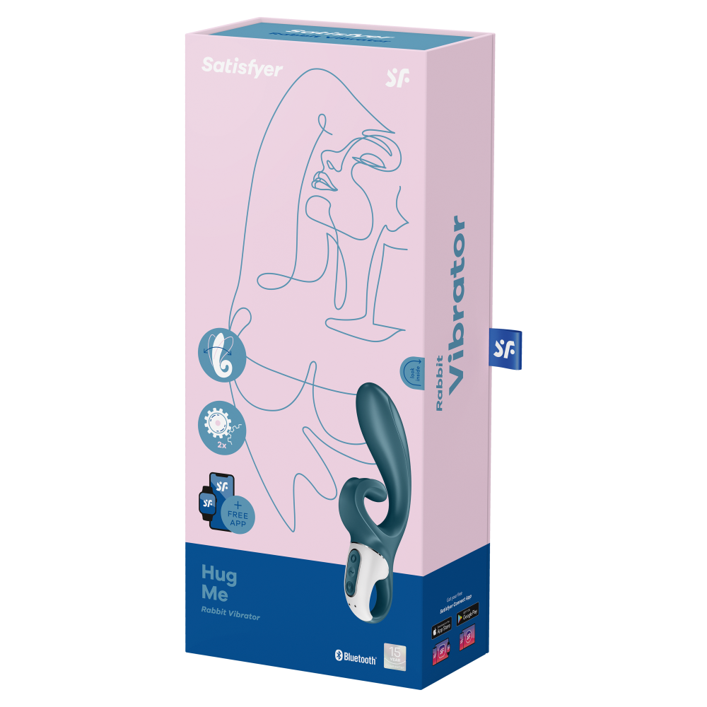 Satisfyer Hug Me GrayBlue App Kontrollü 2 Güçlü Titreşim Motorlu Rabbit Vibratör