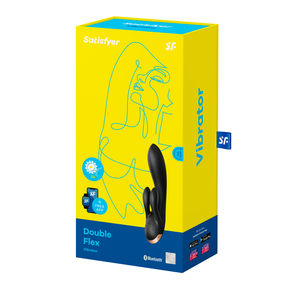 Satisfyer Double Flex Black Connect App Kontrollü Ultra Esnek Güçlü Titreşimli Rabbit Vibratör