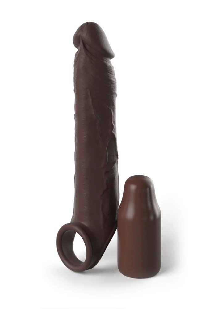 Fantasy Extension Elite 24 Cm Brown Testis Halkalı 9 Cm Uzatmalı Penis Kılıfı	