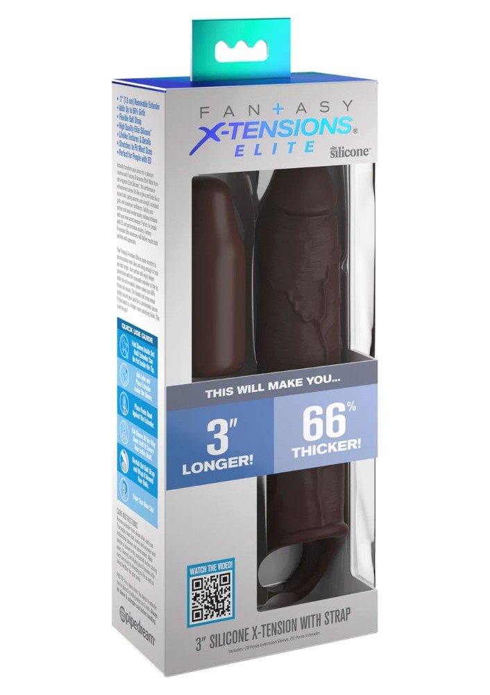 Fantasy Extension Elite 24 Cm Brown Testis Halkalı 9 Cm Uzatmalı Penis Kılıfı	