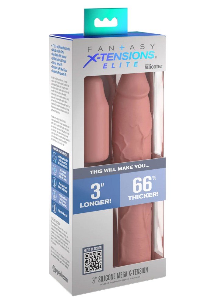 Fantasy Extension Elite 22 Cm Silikon 9 Cm Uzatmalı Penis Kılıfı 