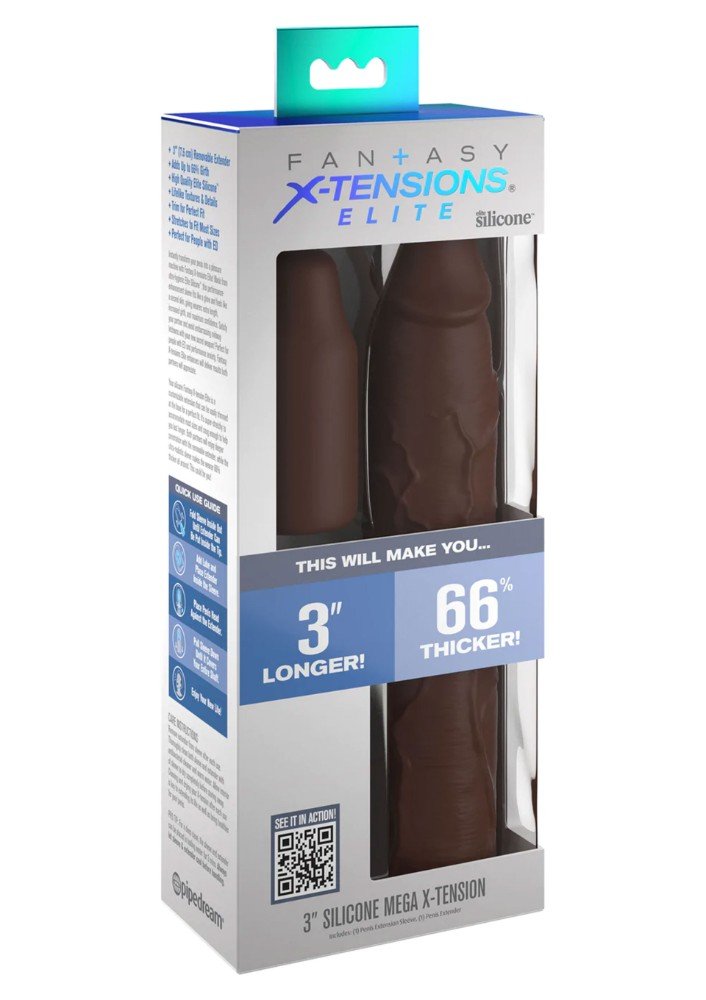 Fantasy Extension Elite Brown 22 Cm Silikon 9 Cm Uzatmalı Penis Kılıfı 